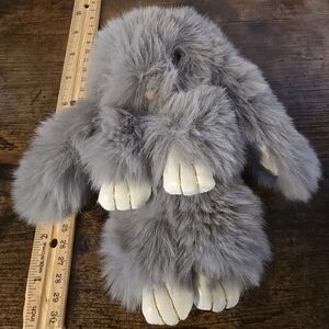 Adorable Plush Grey Bunny Handbag Charm Accesory